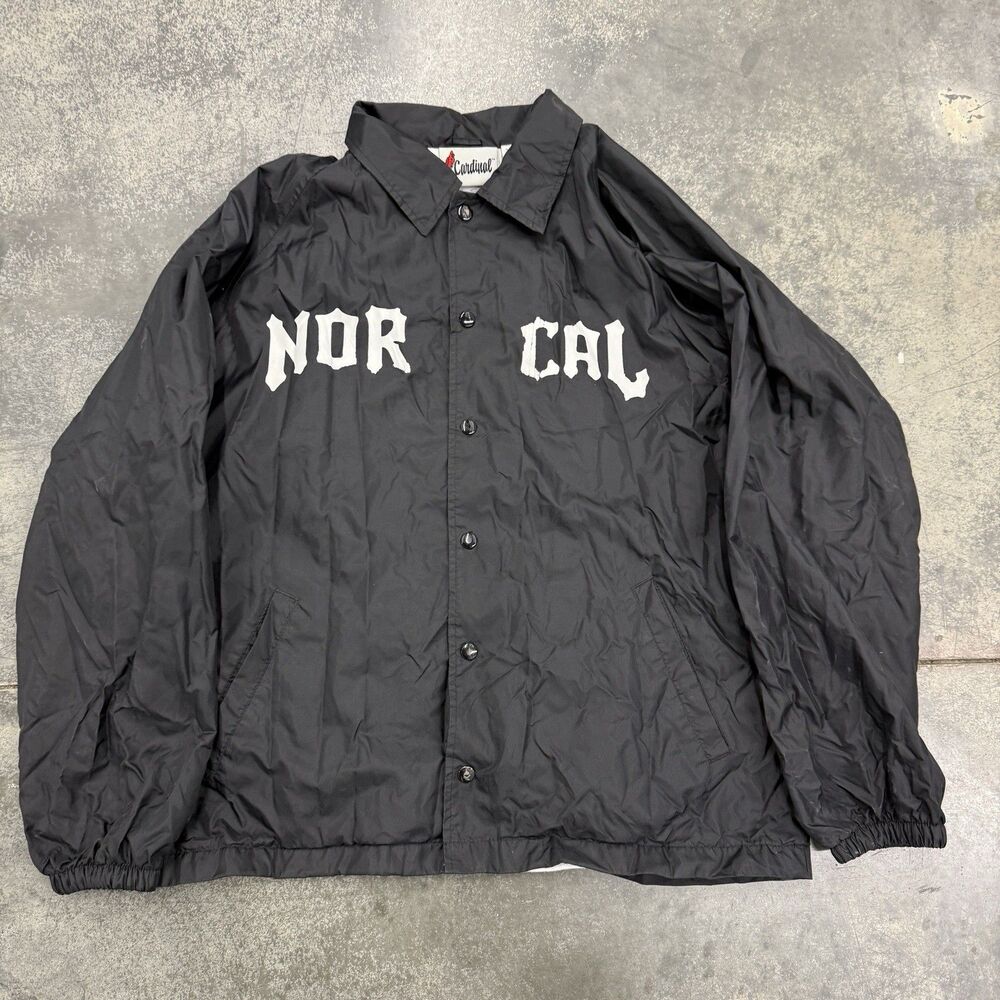 VTG Y2K Nor Cal Surf Shop Coach’s Jacket Button Up Windbreaker Skate Grunge Sz L